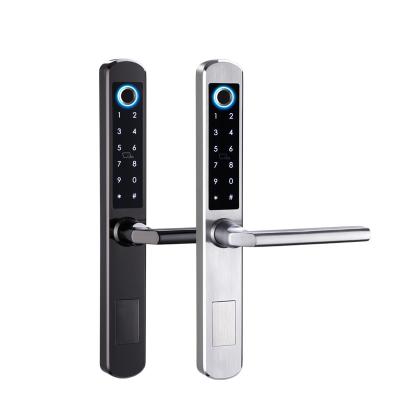 China 304 stainless steel sliding door app mobile fingerprint lock waterproof black aluminum latest lock door for sale