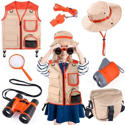 China Outdoor Exploration Kit Outdoor Exploration Kit with Binoculars Suit Vest Safari Hat Bag Hand-Crank Flashlight Magnifier and Whistle for sale