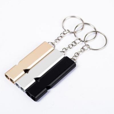 China Custom Logo Printed Aluminum Outdoor Camping Emergency Survival Metal Whistle For Wholesale for sale