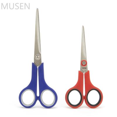 China Easy Operate High Quality Stainless Steel Student Stationery Scissors Rubber Handle Office Plastic Scissors for sale