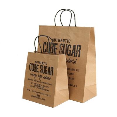 China Recyclable Dustomized Kraft Paper Shopping Gift Packaging Personalized Printed Paper Bag With Handle for sale