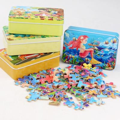 China 2022 New DIY TOY Amazon Wooden Toys Early Education Anime Cartoon Puzzles 60 Iron Wood Box Puzzles Educational Toys for sale