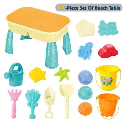 China Kids Fun Toys New Toys Kids Beach Table Desk 2 in 1 Toy Set Kids DIY Outdoor Beach Toy Accessories 17 Pieces for sale