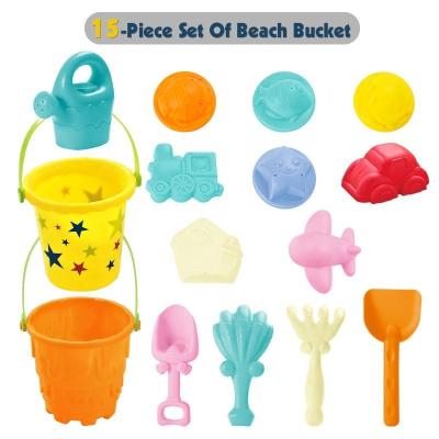 China Kids Fun Toys Summer Beach Playing Toy Accessories 15pcs Sand Shovel Beach Bucket Hourglass Tool Beach Toy Set Children Outdoor DIY for sale