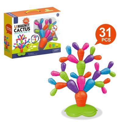 China Plastic Tiktok Toys Children's DIY Magnetic Splicing Cactus Toy Variety Building Block Puzzle Balance Training Splicing Toy for sale