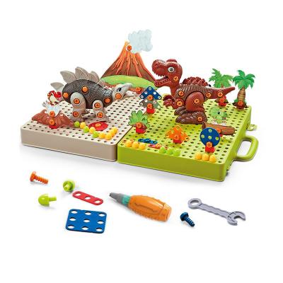 China Dinosaur Toys Children Building Blocks Boy Electric Drill Plastic Assembled Educational Toy for sale