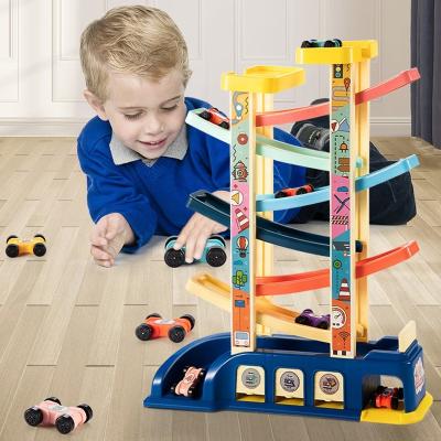 China Slot Toy Children's Fun Toy Car Multi-layer Wrapping Track Sliding Sliding Inertial Vehicle with 6 Toy Cars for sale