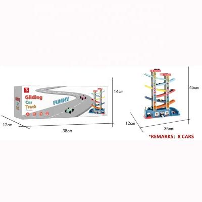 China Children's Multi-Layer Sliding Cars 8 Lanes DIY Slot Toy 6 Lane Fun Multi-Layer Slides Underground Car Parking Lot Toys for sale