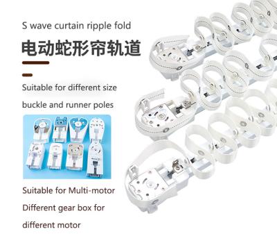 China Office ripple fold S-wave motorized curtain track set using 82series motor offer factory wholesale price for sale