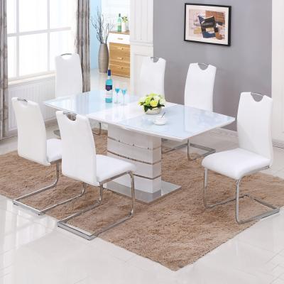 China Adjustable Modern BSCI Factory MDF Modern Dining Room Furniture White High Gloss Dining Table (Other) for sale