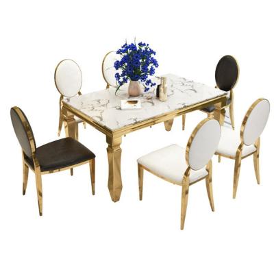 China Factory Style Modern Dining Room Dining Table Set Furniture Mable Top Dining Table Set for sale