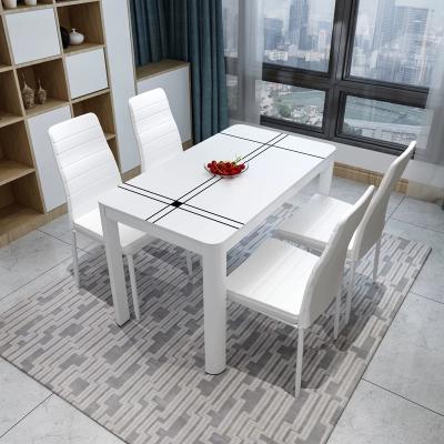 China Modern metal 4/6 seater kitchen set fashion restaurant dining table and chair furniture convertible glass set for sale