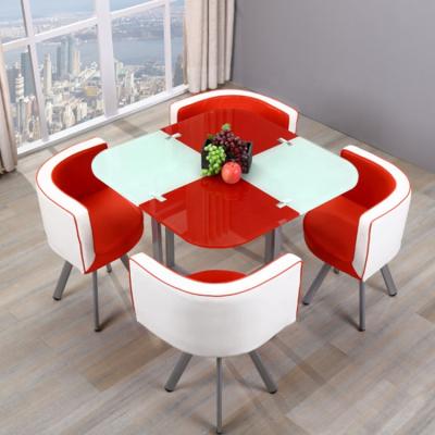 China Four-Seat Adjustable Modern Simple Tempered Glass Table (Other) Innovative Design Negotiation Table for sale