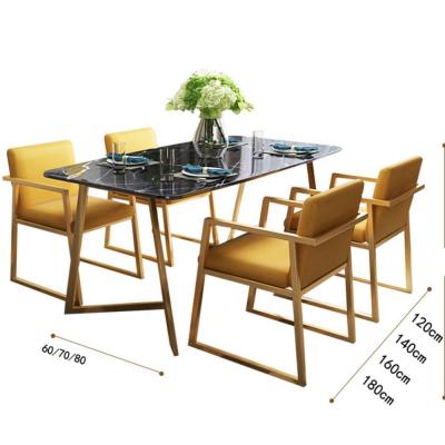 China Cheap Price (Others) Nordic Style Adjustable MDF Top Panel Tables And Velvet Chairs Dining Room Furniture for sale