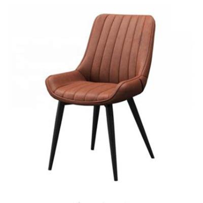 China Massage Dining Furniture Leather Seat Iron Leg Dining Chair Modern Armless Dining Chair for sale