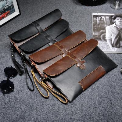 China Crazy Retro Motion Detection Casual Men's Clutch Bag Personality Design Horse Leather Mobile Phone Bag for sale