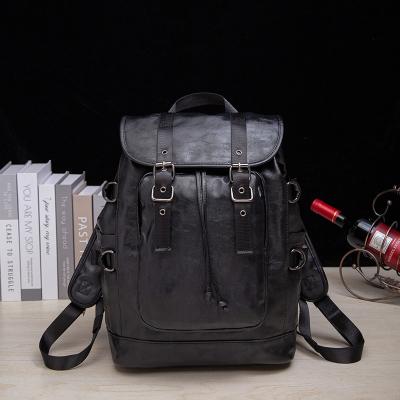 China Waterproof Student Satchel Waterproof Leather Men's Travel Bag Capacity Leather Rucksack Men Laptop Backpack Bag for sale