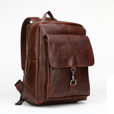 China Promotional Custom Waterproof Cowhide Leather Laptop Backpack Men's Logo School Unisex Ladies Backpack PU Leather for sale