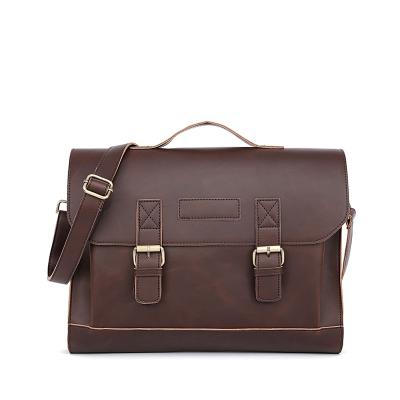 China Waterproof Brown Leather Messenger Shoulder Cross - Body Mens Bag Genuine Leather Laptop Briefcase For Men for sale