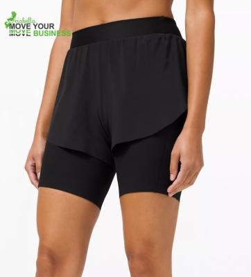 China Highly breathable two-layer short for lightweight running two-in-one shorts with side pockets for sale