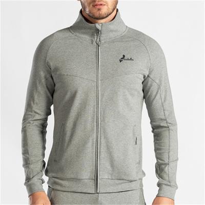 China Anti-Wrinkle Custom Light Gray Light Gray Front Zipper Mens Custom Logo Hoodies With Pocket for sale