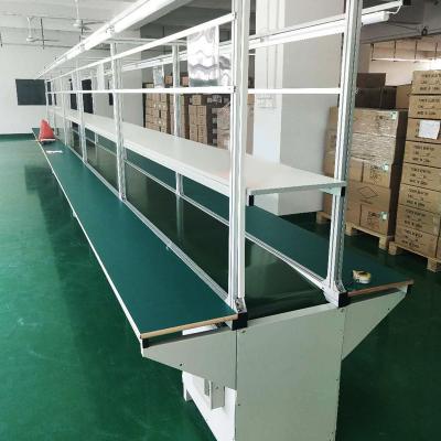 China Heat resistant line electronic products mobile phone accessories conveyor PVC fan belts production line shoe assembly table with light for sale