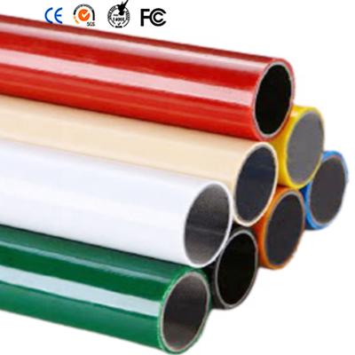 China 28 Mm Diameter Industry PE Storage Rack Coated Beige Black Green Blue White Steel Red Color 1.5MM Thickness Rustproof Lean Pipe Tube for sale