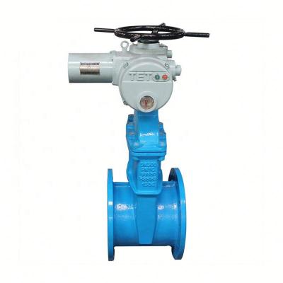 China General Resilient Soft Seat Seal Flange Water Control Gate Valve With Electric Actuator for sale