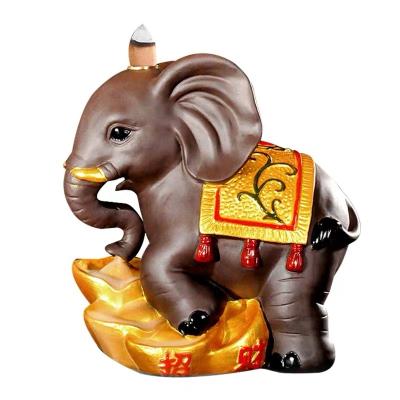 China Chinese Lucky Creative Purple Household Sandalwood Zen Censer Reflow Sand Elephant Censer Ceramic Incense Burner Supply for sale