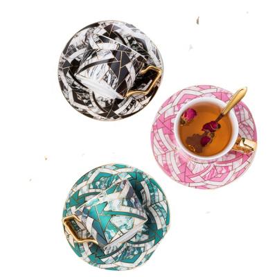 China Viable Nordic Style Coffee Cup And Saucer Set Bone China European Style Afternoon Home Tea Cup for sale