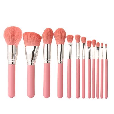 China Angular blush makeup brush handle transparent pink hot sale bling blending makeup brush set for sale