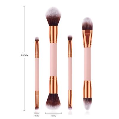 China Quick Ship Beauty Skin-Friendly Accessories 4 Pieces Powder Blush Foundation Eyeshadow Brush 4pcs Double Headed Makeup Brush for sale