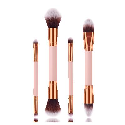 China Makes Apply Makeup Multi Function Private Label Double Eyebrow Travel Rose Gold Double Ended Makeup Brush for sale