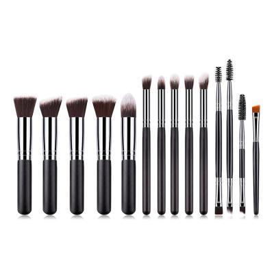 China Angular Blush Hot Selling Portable Wholesale Makeup Set 14pcs Brushes Make Up Wooden Handle Makeup Brush Set for sale