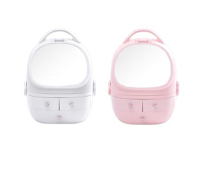 China Viable Yikeyou from Amazon's best-selling factory price the desktop double mirror around the egg-type cosmetic storage box with the mirror for sale