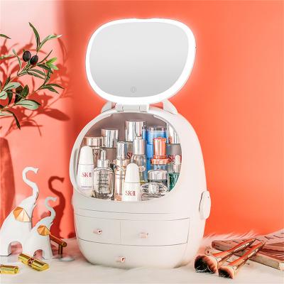 China YIKEYOU Detachable and Removable Portable Cosmetic Organizer Folding Storage Box Make Up Case with Touch LED Lighted for sale