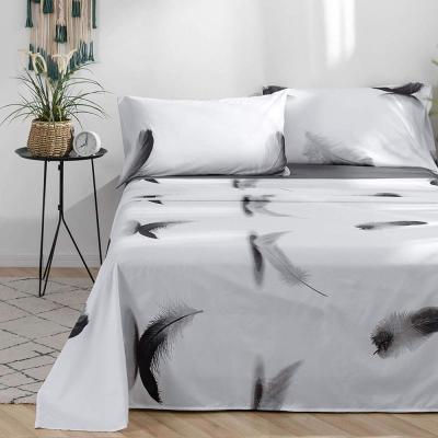 China Nondisposable Bedroom Feather Printed 100% Custom Size Bedding Set Polyester 4 PCS Sheet Set Bedding Set for sale