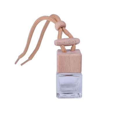 China Square Perfume Bottle Car Perfume Blow Bottle Necessities 6ml Perfumes Glass Bottle Club Wooden Daily Portable Beech Material for sale