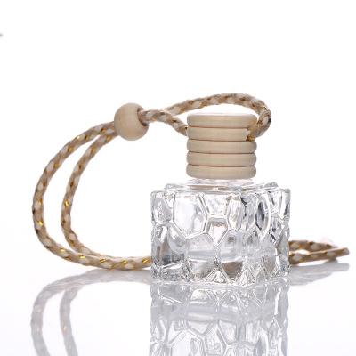 China Perfume Bottle Honeycomb Shape Clear Bottle Available Square Perfume Hang Glass Bottle Travel Cosmetic for sale