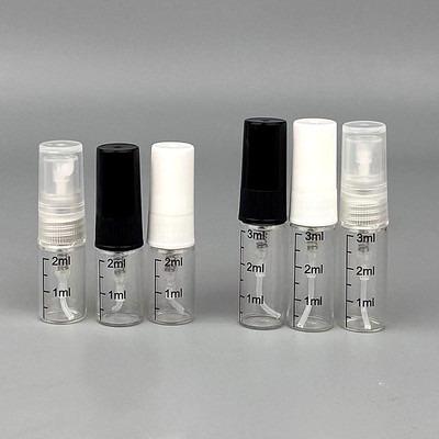 China Personal Care Perfume Bottles 2ml3ML Printed Small Spray Glass Portable Empty Vials Bottle Black And White Scale Sample Sprayer for sale