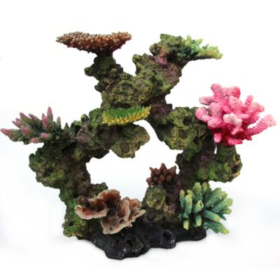 China Fish Tank Embellishment Aquarium Decoration Resin Landscape Artificial Viable Rock Coral Reef for sale