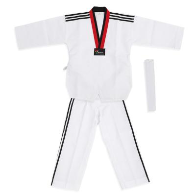 China White Breathable Taekwondo Suit WTF Training Martial Arts Training Uniform Three Bars Martial Arts Wear Custom Logo Wholesale for sale