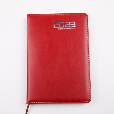 China 2023 English PU Leather Printed Diary A5 With Custom Logo Silver Red Brown Color Gold Color Writing Journal Notebook for sale