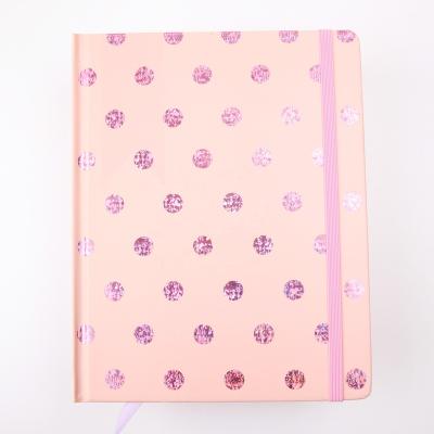 China Girl's Journal Hardcover Book Stationary Fashion Printed Full Stamping Rose Gold Dotted Pattern Hot Custom Design Diary Planner for sale