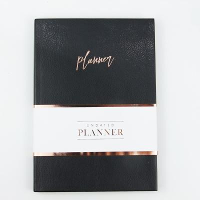 China High Quality Planner Stationary Printed Rose Gold Hot Stamping Logo Printing Cover Diary Notebook Journal with Belly Band Custom for sale