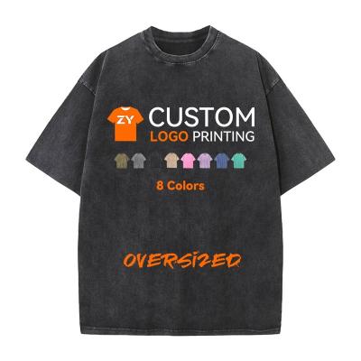 China Anti-wrinkle ZYtshirt 230g custom acid wash t-shirt blanks, and tees are available wholesale. Men's oversized custom vintage cotton t-shirts, for sale