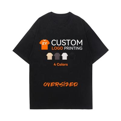 China Anti-wrinkle ZYtshirt 250g wholesale o-neck streetwear cotton t-shirt customized loose blank tee with embroidery for custom oversized t shirt for sale