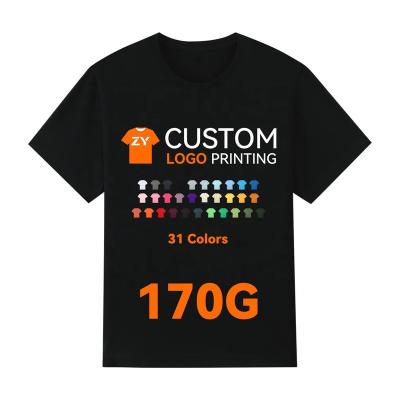 China Anti-wrinkle ZYtshirt 170g Wholesale soft cotton blanks tees for custom high-quality plain tshirt with logo printing & customised label for sale