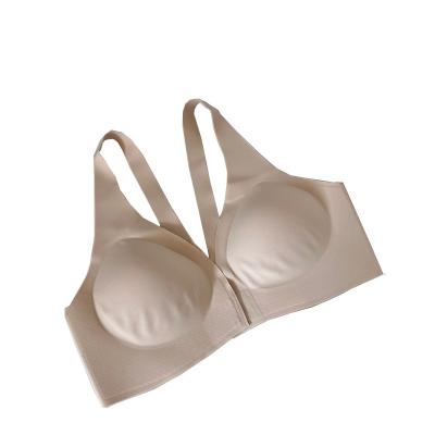 China Women's Traceless Triangle Cup Front Closure Gather No Steel Sexy Slim Ring Bra One-Piece Underwear for sale