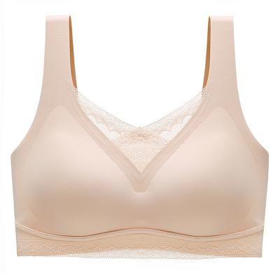 China Women's Bra Wireless Lift Up Soft Sleep Lace Bra One Piece Yoga Seamless Lace Bra for sale